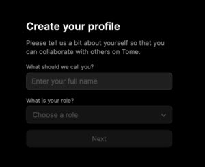 Tome aiのプロフィール作成画面
