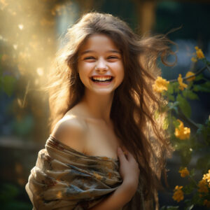 Midjourneyで生成した笑顔の女性の画像