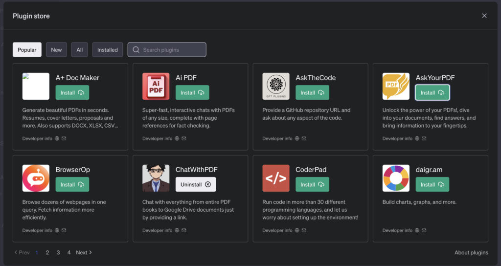 Plugin Storeのホーム画面