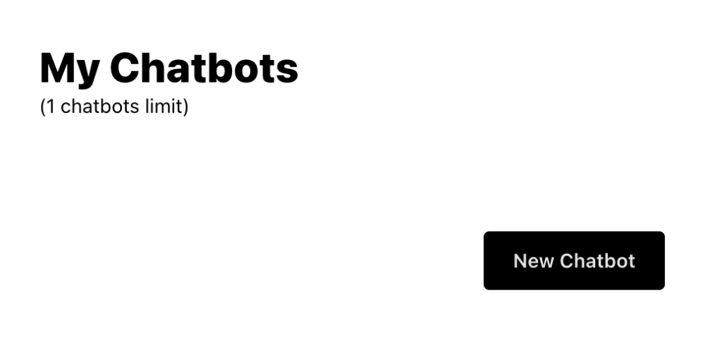 『ChatBase』内の新しいチャットボットの作成画面