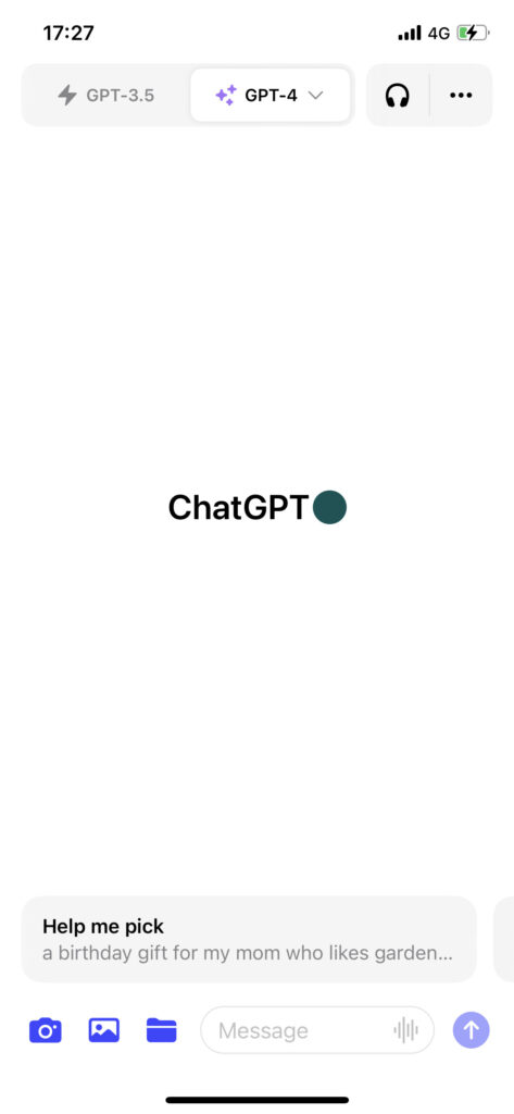 ChatGPTアプリ版における画像入力機能の導入画面