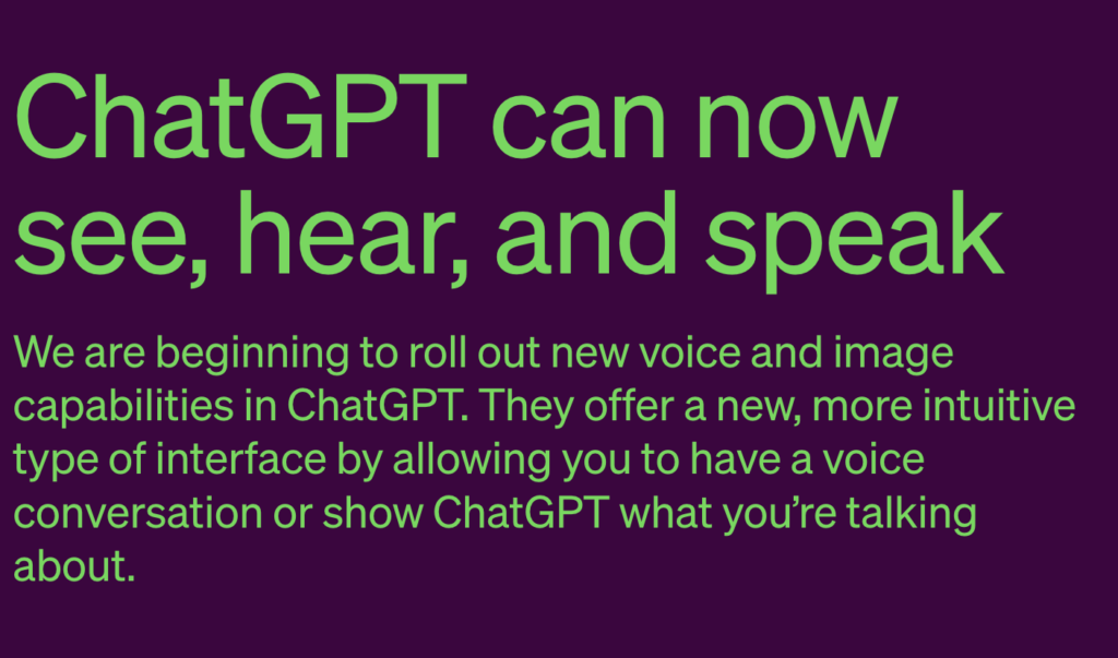 ChatGPTが音声会話と画像認識が可能となったことを示す画像