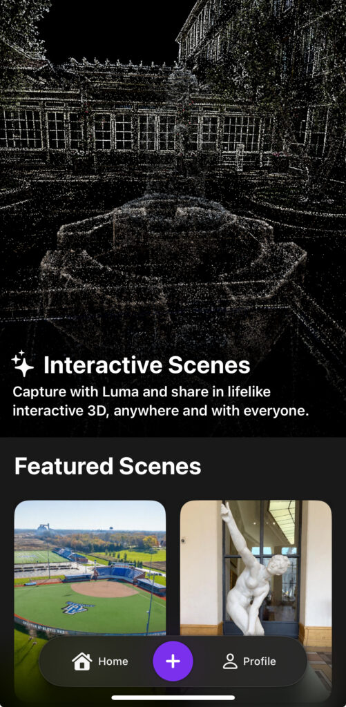 Luma AIのホーム画面