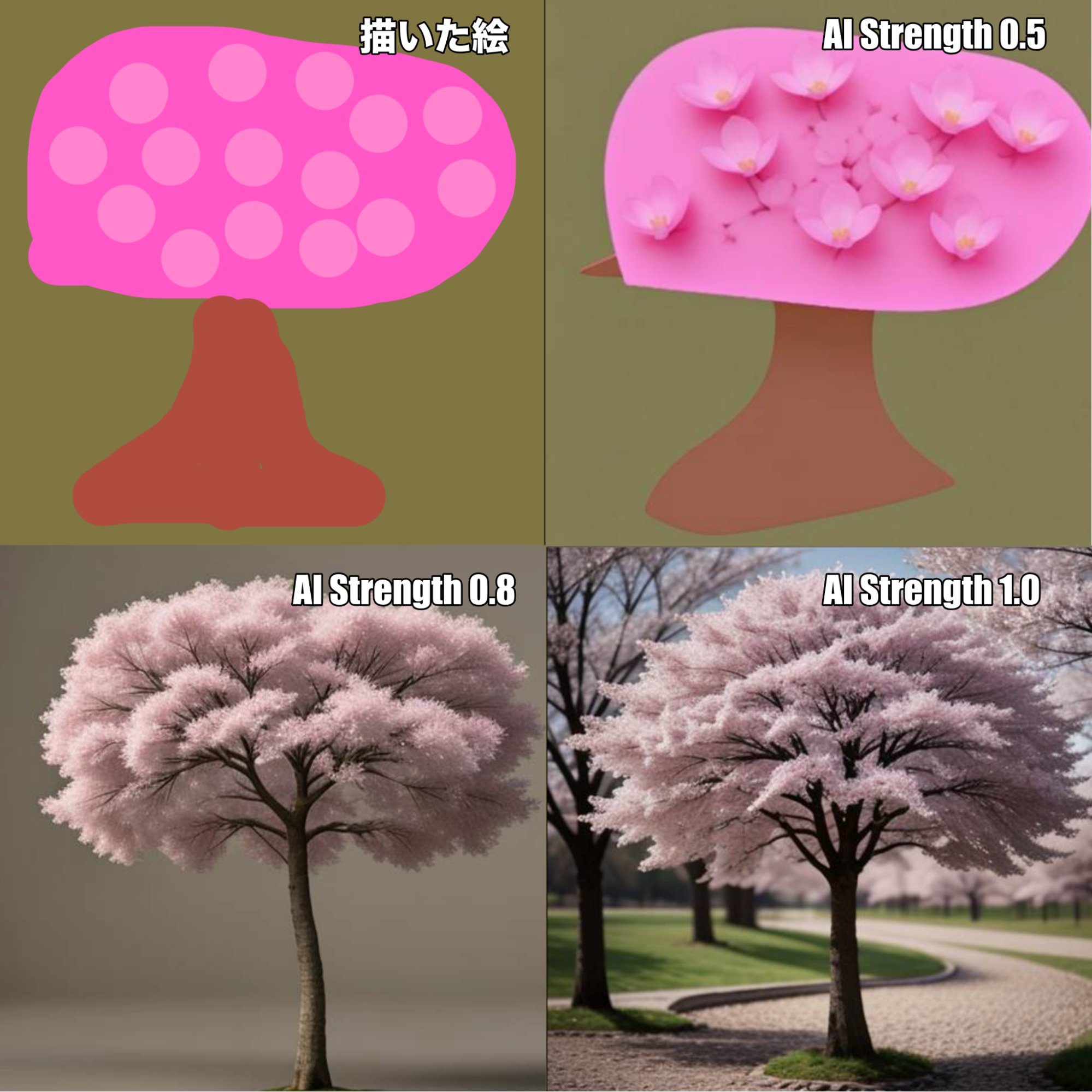 手書きの絵がAIによって画像化されている様子。