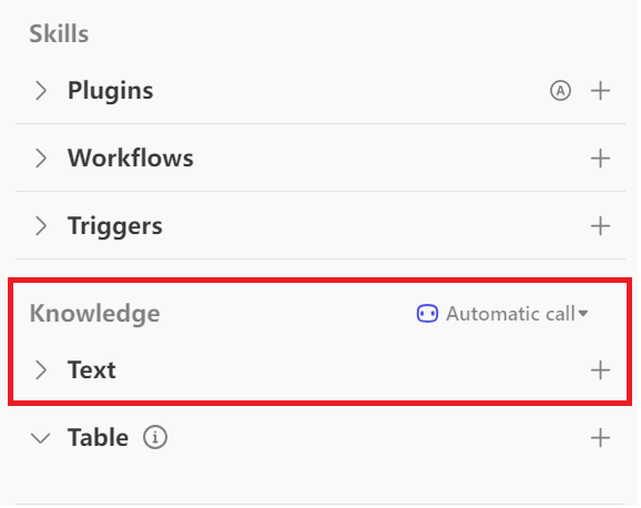 knowledgeタブを開く