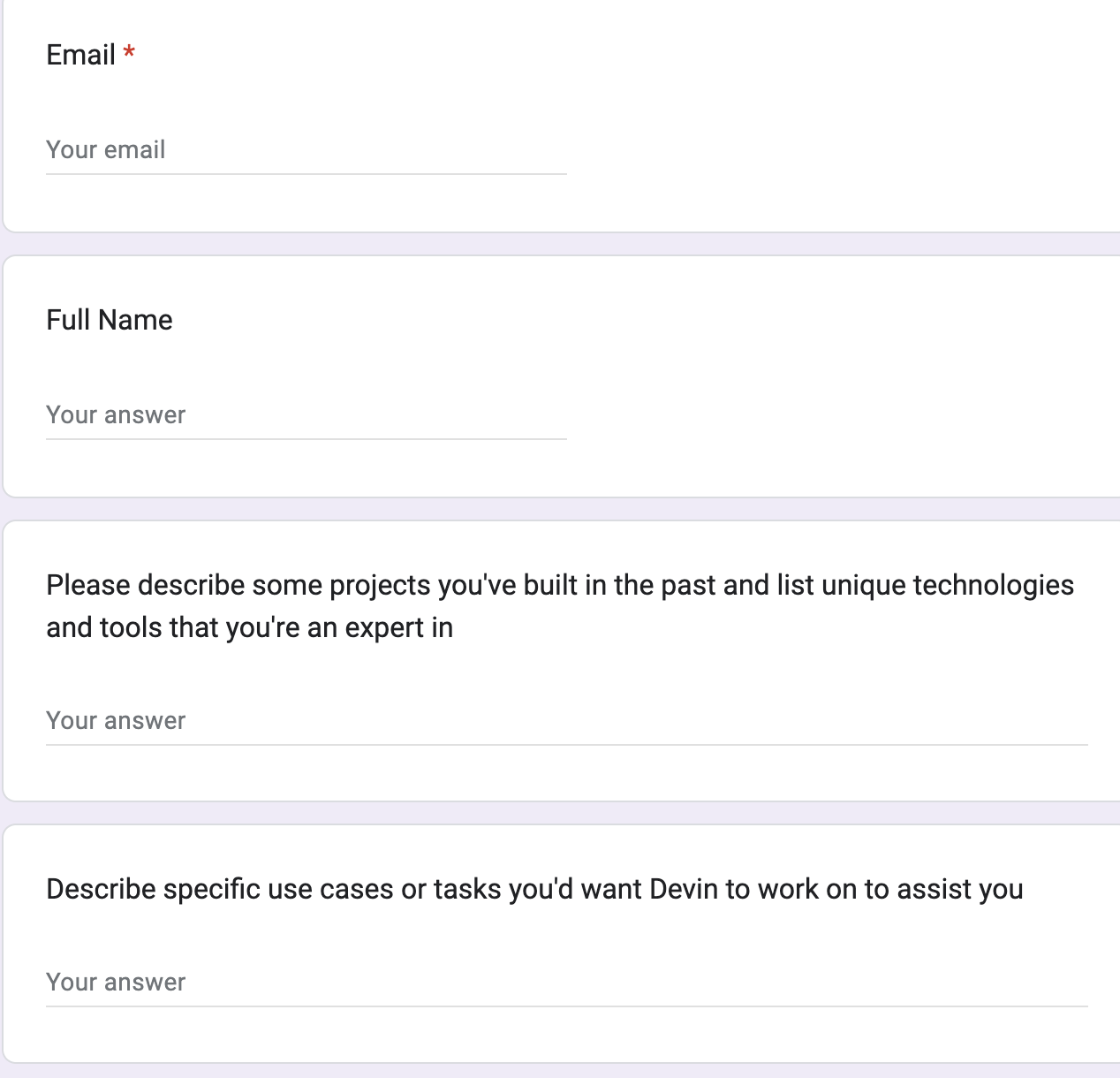 メールアドレスのみが必須項目
