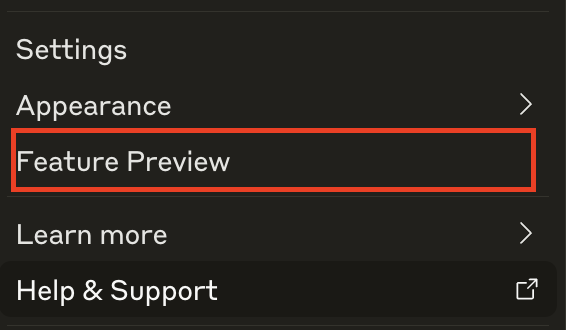 Feature Previewをクリック