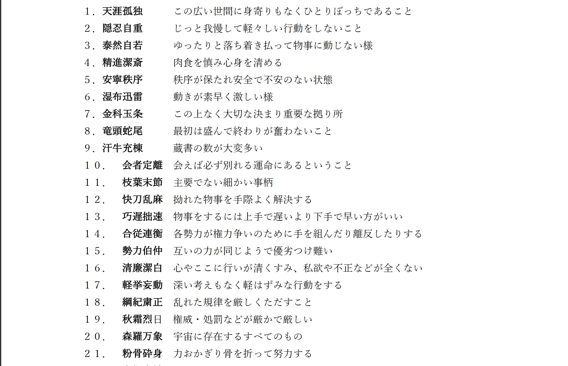 参考とする四字熟語ファイル