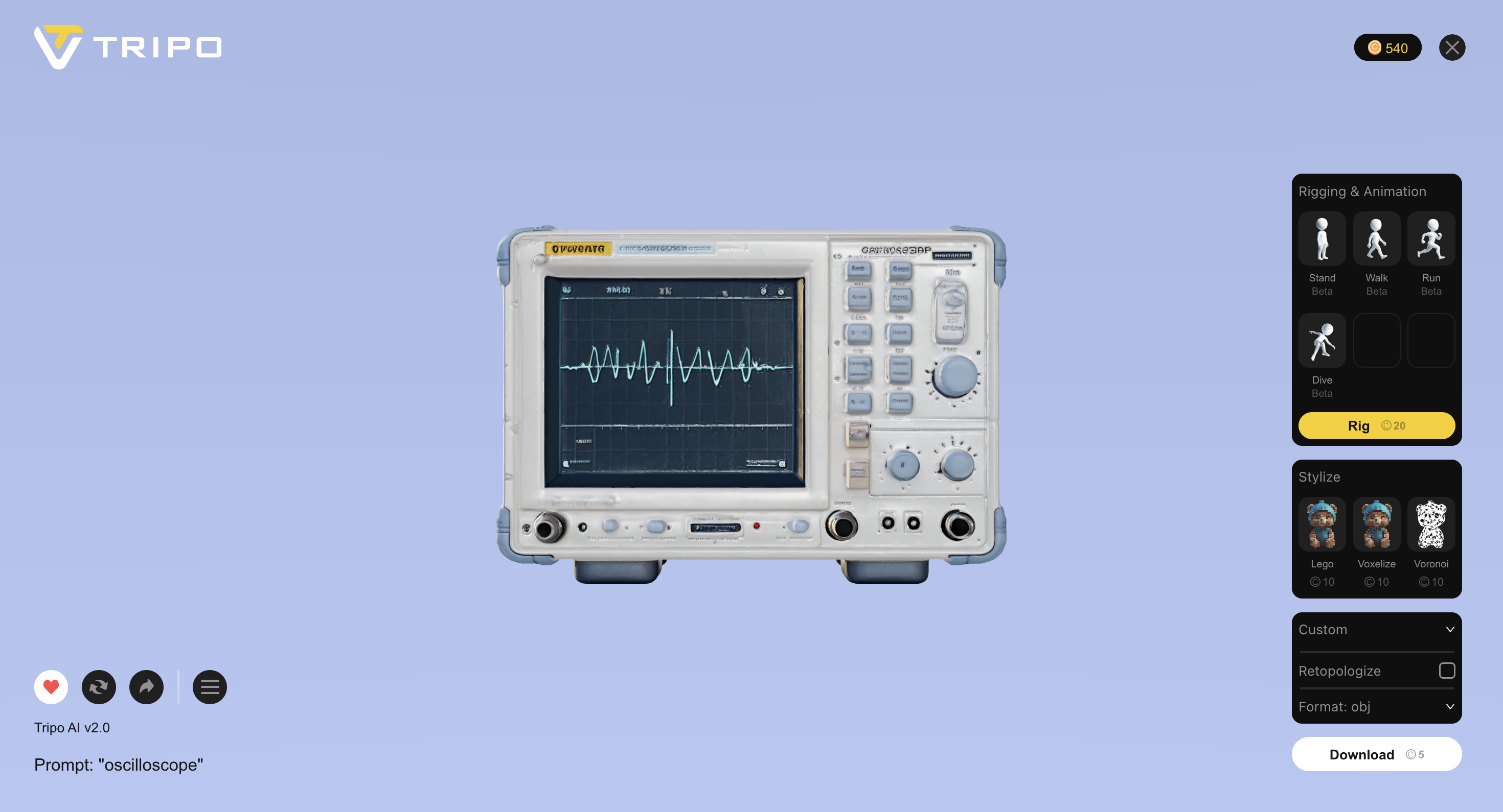 作成された3Dモデルの細かな設定
